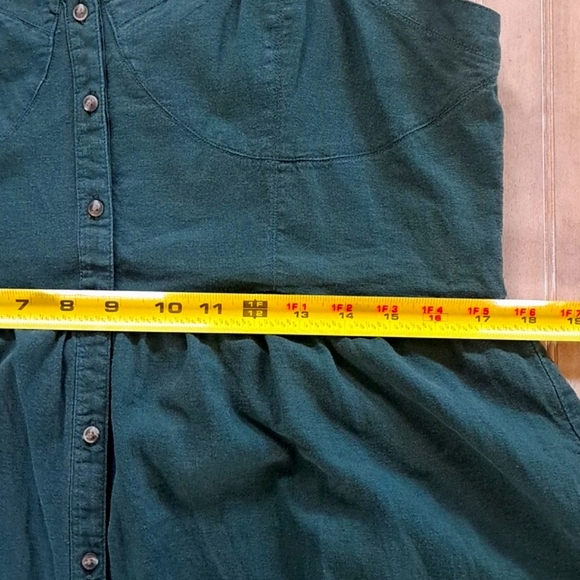 Aerie Linen Corset Linen Blend Beachy Straps Buttons Sycamore Green Mini Dress - Picture 12 of 12